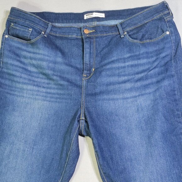 Signature Gold by Levi Strauss jeans women's size 22M ink blue mid-rise straight - Picture 2 of 16